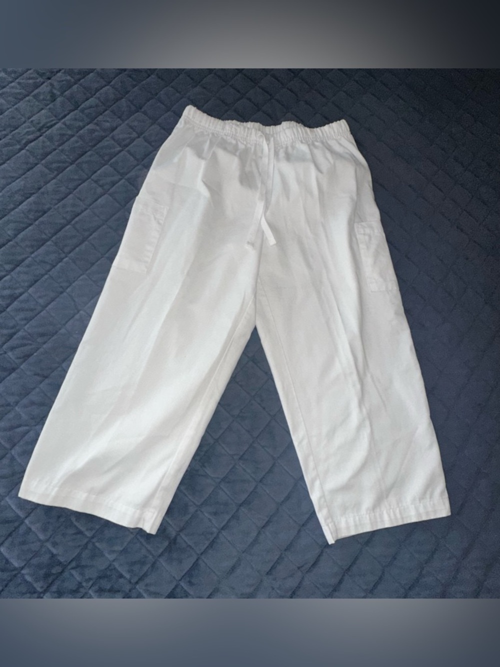 Basic Editions Elastic Waist Casual Pants in White